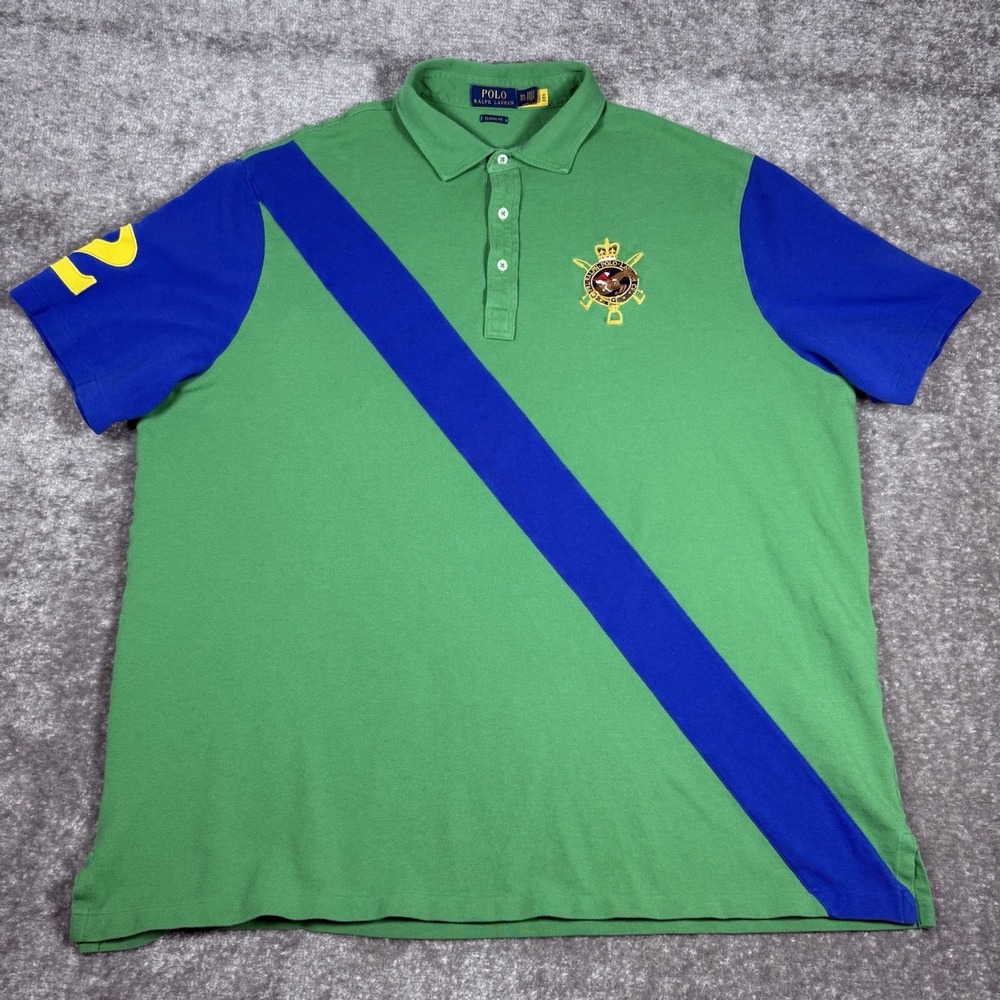 Polo Ralph Lauren Shirt Men's XXL Green Classic‎ Fit Short Sleeve Equestrian